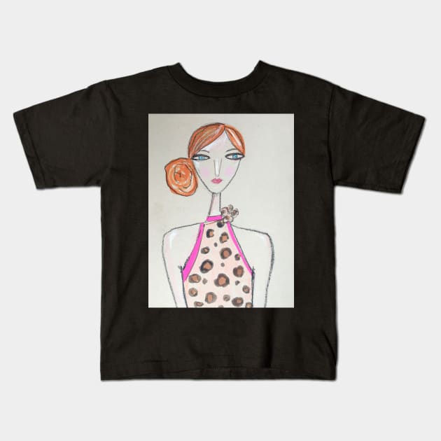 Lily in Leopard Kids T-Shirt by MyCraftyNell